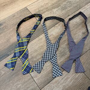 3 Ben Sherman Men Handmade 100% Silk Bow Tie Multicolor